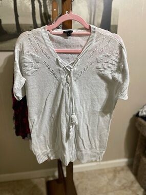torrid White Lace‑Up V‑Neck Knit Top